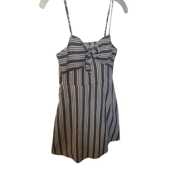 Womens Hickory Stripe Sweetheart Spaghetti Strap Babydoll Mini Dress Size M - Picture 5 of 6